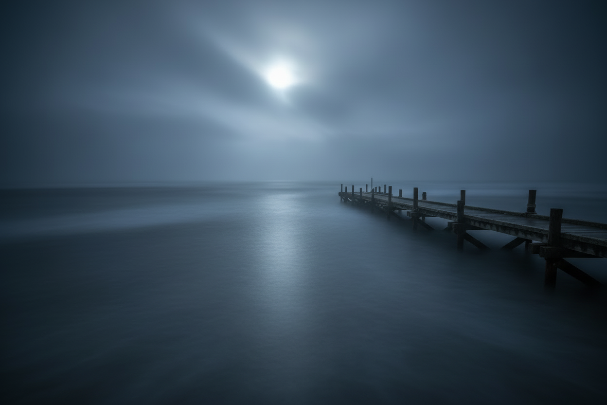 Make the ocean the main focus, the dock should be on the right side of the image and not as prominent